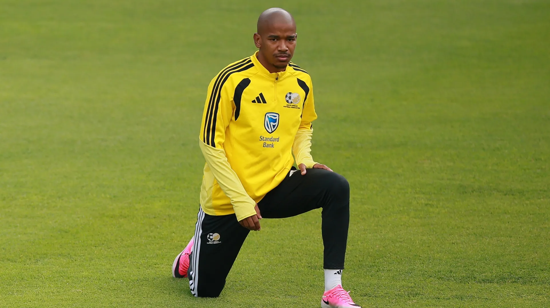 Jayden Adams #23 of South Africa looks on during a training session.