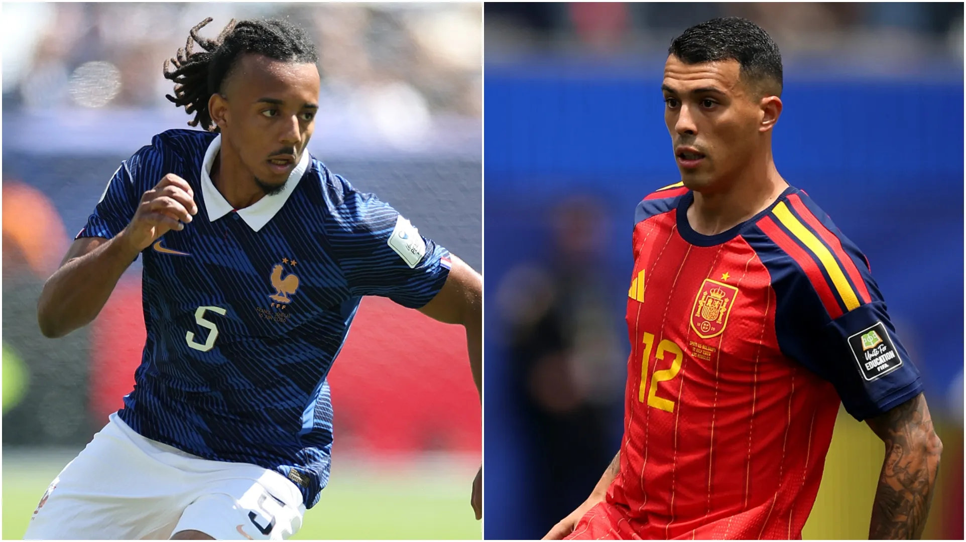 Jules Kounde (L) and Pedro Porro (R). (Al Bello & Luke Hales/Getty Images)