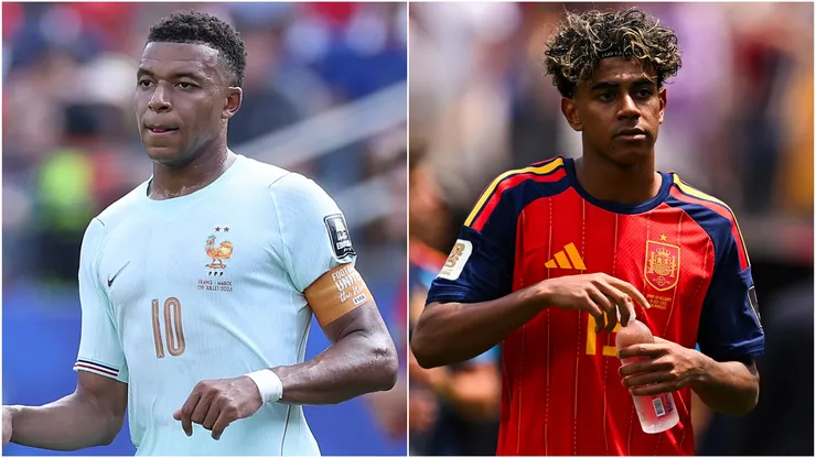 Kylian Mbappé of France (L) and Lamine Yamal of Spain (R)