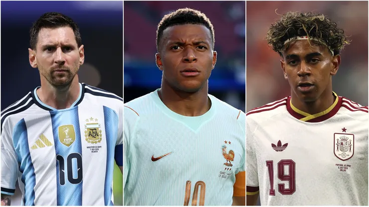 Lionel Messi of Argentina, Kylian Mbappe of France, and Lamine Yamal of Spain.