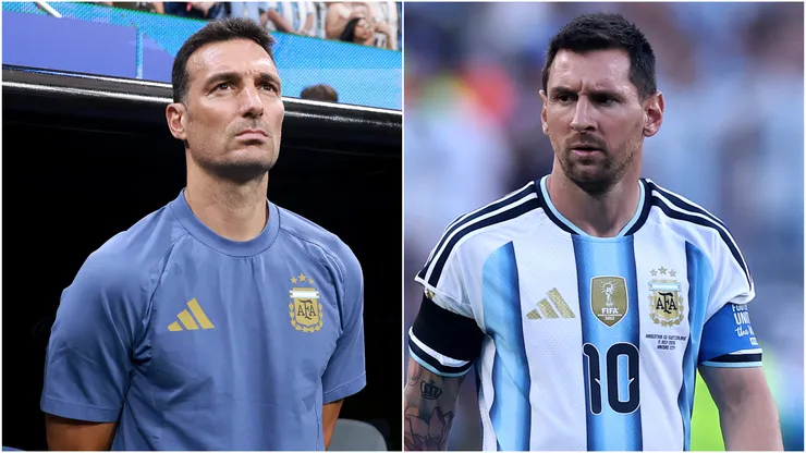 Lionel Scaloni and Lionel Messi of Argentina.