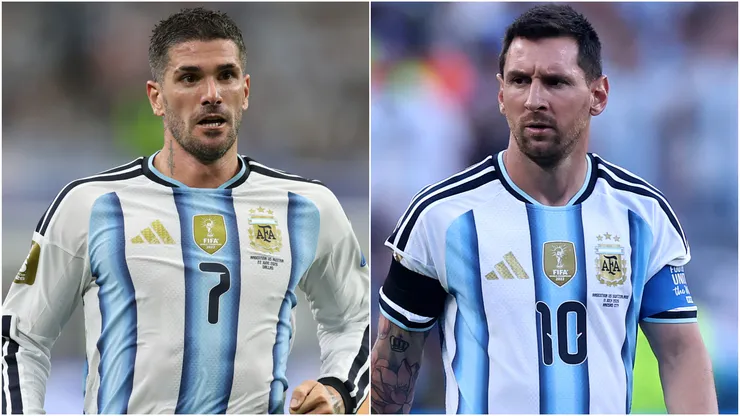 Rodrigo De Paul and Lionel Messi of Argentina.