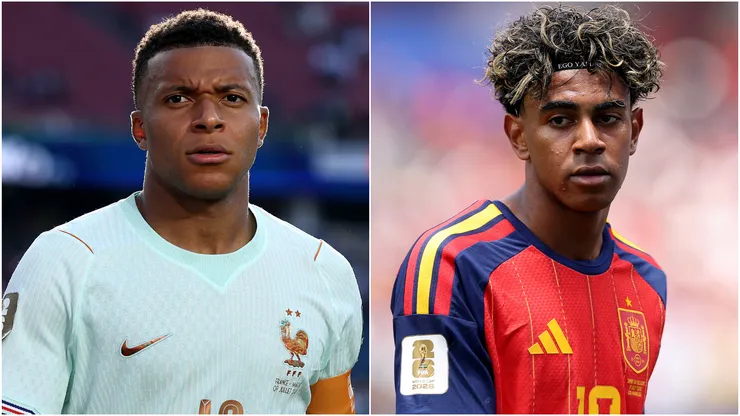 Kylian Mbappe of France and Lamine Yamal of Spain.