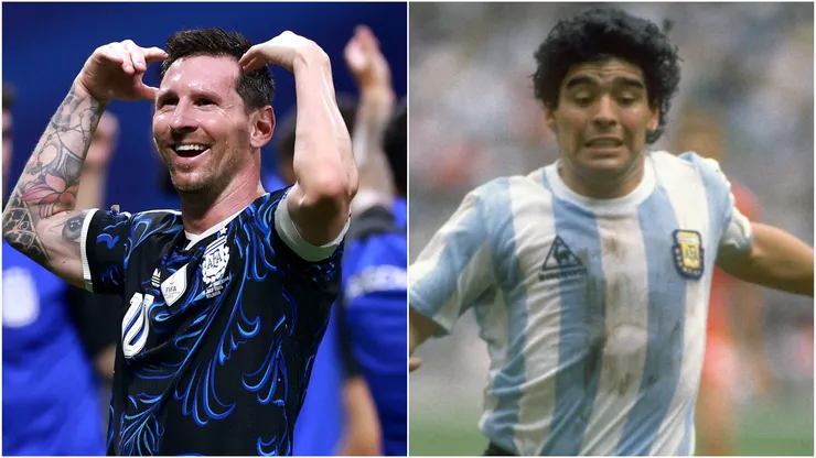Lionel Messi and Diego Maradona, in 1986, of Argentina.