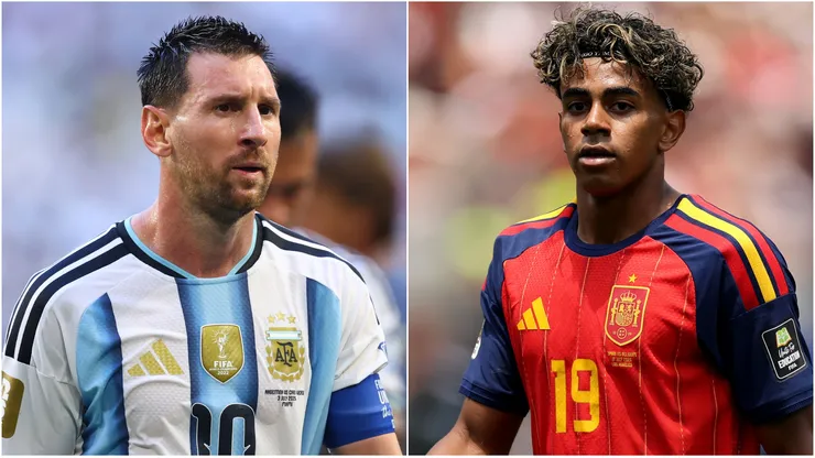 Lionel Messi of Argentina and Lamine Yamal of Spain.