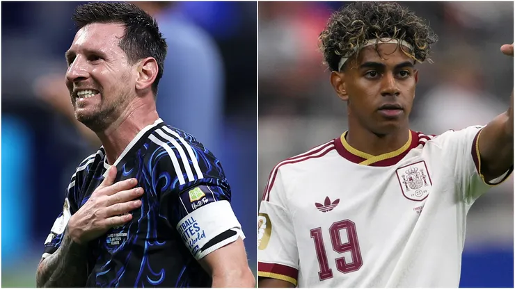 Lionel Messi #10 of Argentina and Lamine Yamal #19 of Spain.
