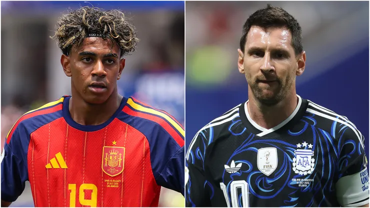 Lamine Yamal of Spain and Lionel Messi of Argentina.