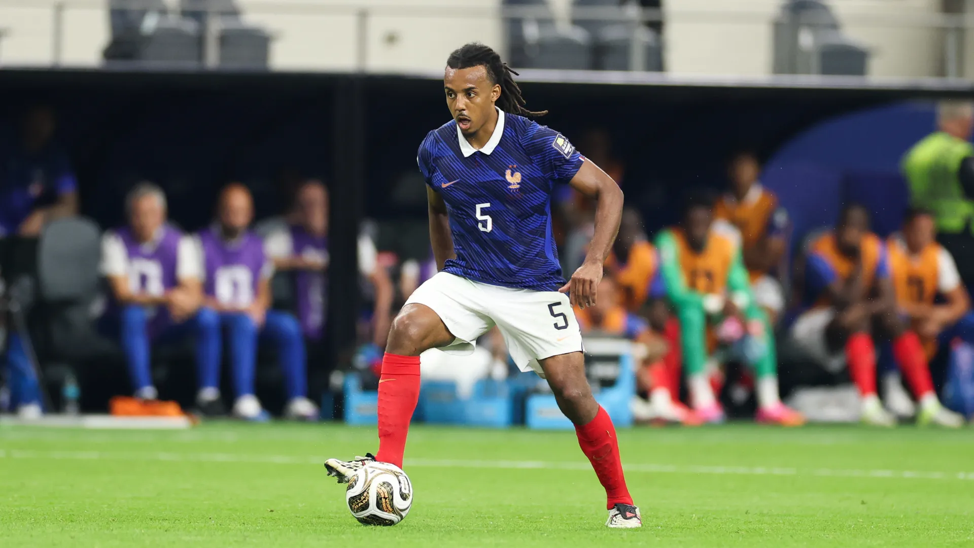 Jules Kounde in action during the semifinal vs Spain. (Getty Images)