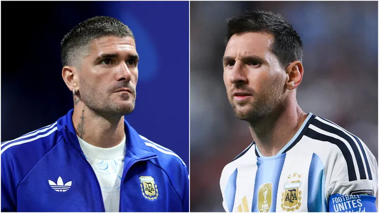 Rodrigo De Paul and Lionel Messi of Argentina.