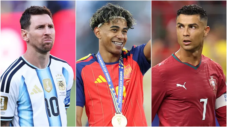 Lionel Messi #10 of Argentina, Lamine Yamal #19 of Spain, and Cristiano Ronaldo of Portugal.