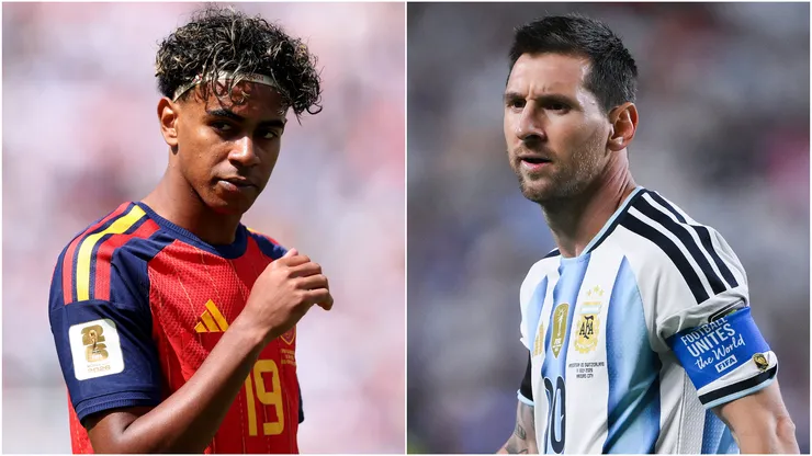 Lamine Yamal of Spain and Lionel Messi of Argentina.