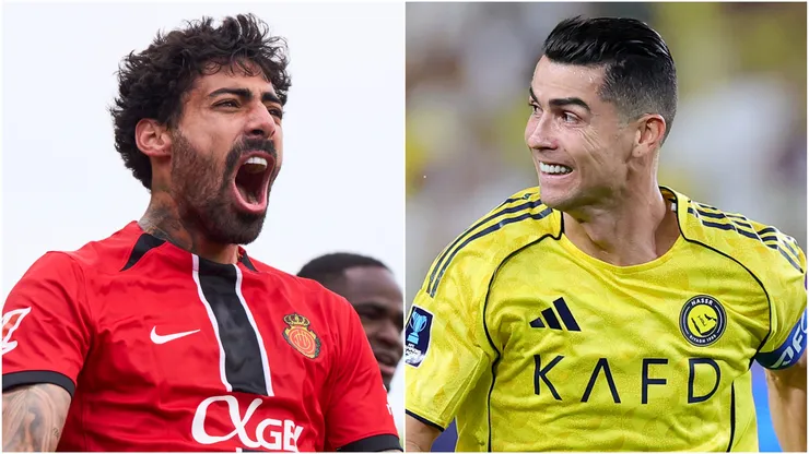 Samu Costa of RCD Mallorca and Cristiano Ronaldo of Al Nassr.