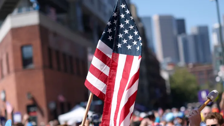 United States fans with flag