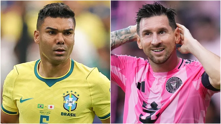 Casemiro #5 of Brazil and Lionel Messi #10 of Inter Miami CF.