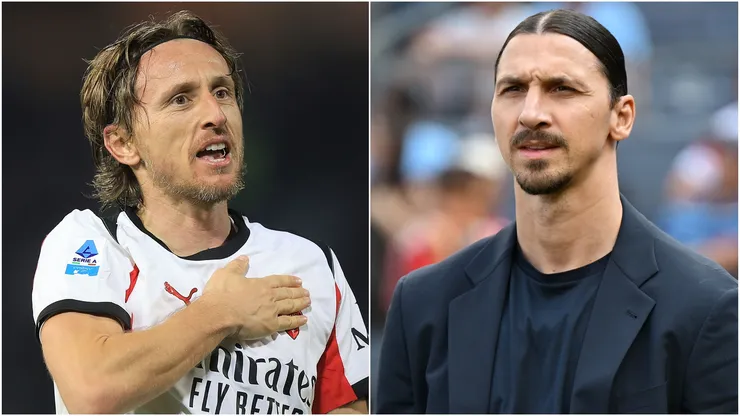 Luka Modric of AC Milan and Zlatan Ibrahimovic.