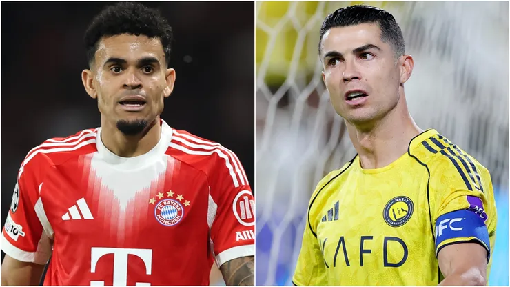 Luis Diaz of FC Bayern Munich and Cristiano Ronaldo of Al Nassr.