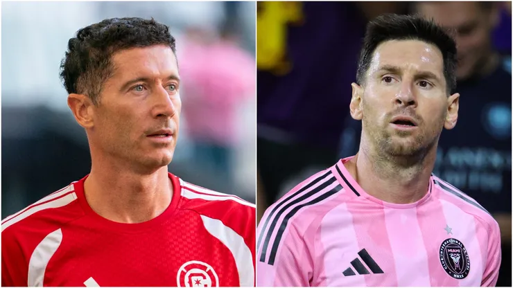 Robert Lewandowski #9 of the Chicago Fire FC and Lionel Messi #10 of Inter Miami CF.