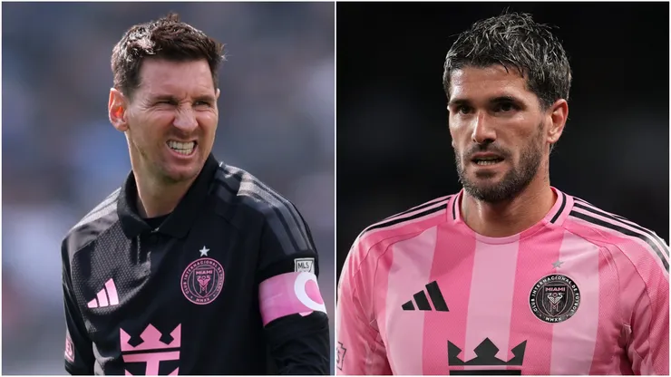 Lionel Messi #10 and Rodrigo de Paul #7 of Inter Miami CF.