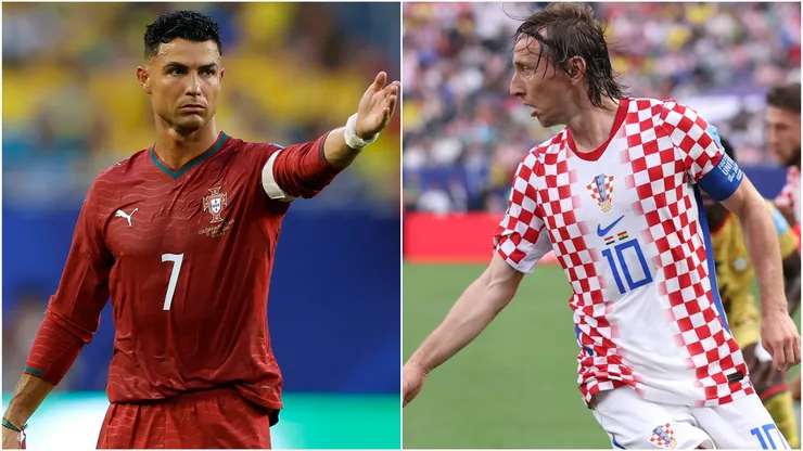 Cristiano Ronaldo of Portugal (L) and Luka Modric of Croatia (R)
