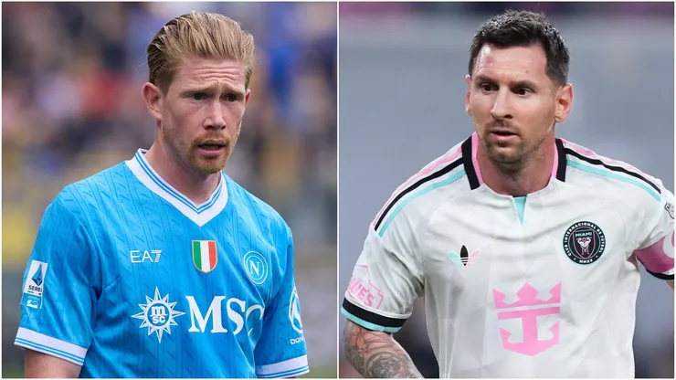 Kevin De Bruyne of Napoli SSC and Lionel Messi of Inter Miami CF.