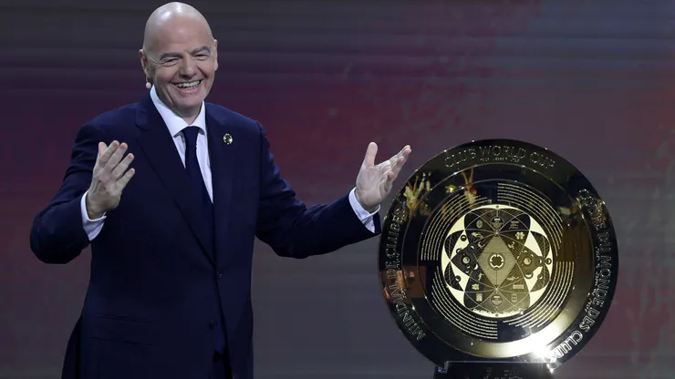 FIFA President Gianni Infantino presents The FIFA Club World Cup Trophy