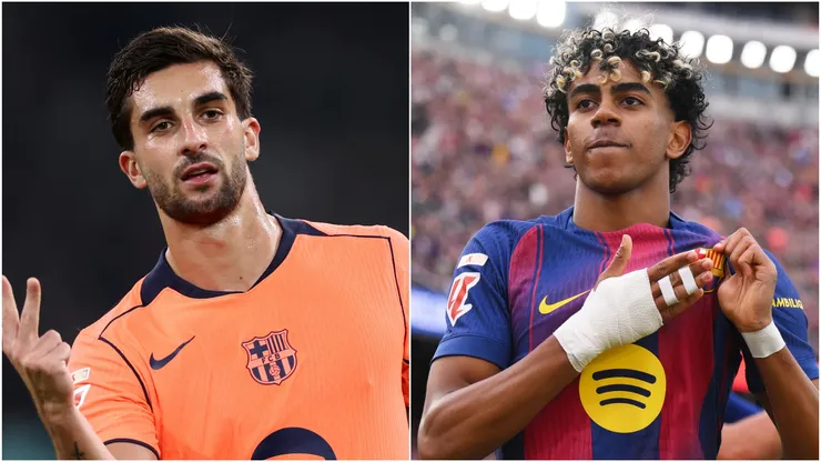 Ferran Torres and Lamine Yamal of FC Barcelona.