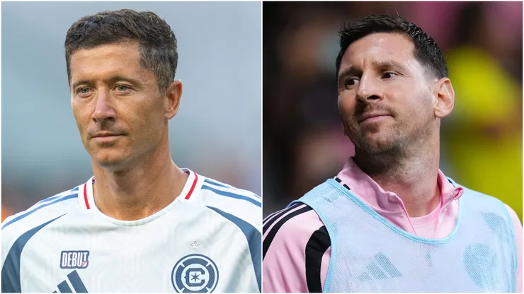 Robert Lewandowski of Chicago Fire and Lionel Messi of Inter Miami.
