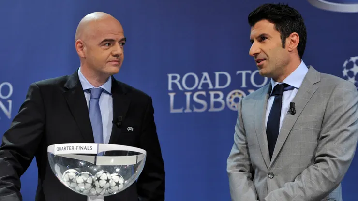 Gianni Infantino and Luis Figo.