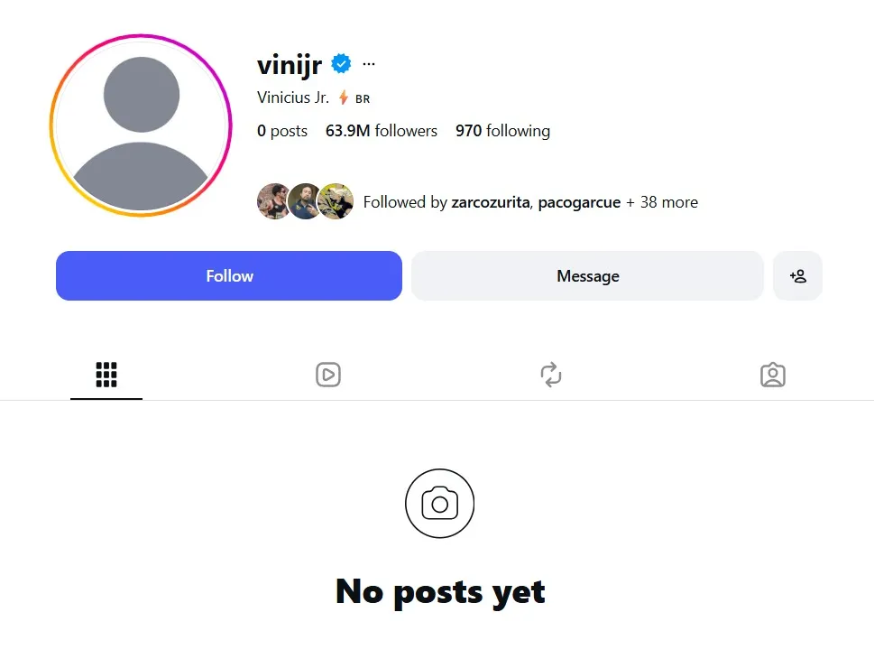 Vinicius Jr’s Instagram account.