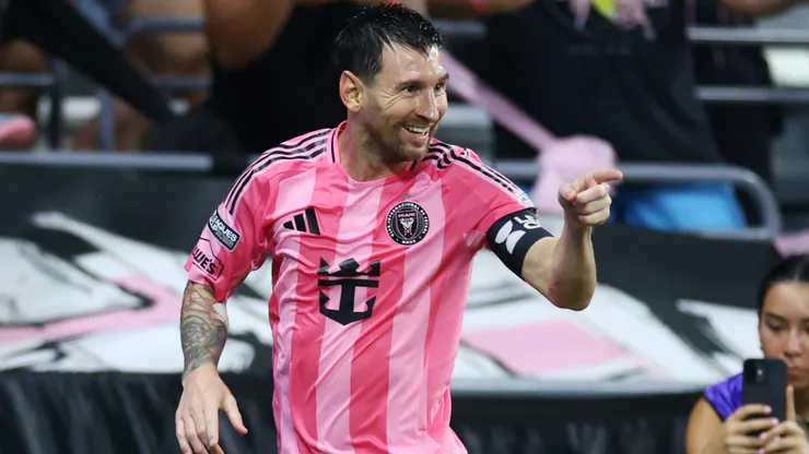 Lionel Messi #10 of Inter Miami CF celebrates scoring