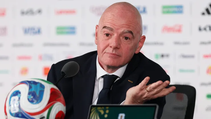 Gianni Infantino, President of FIFA, speaks to the media