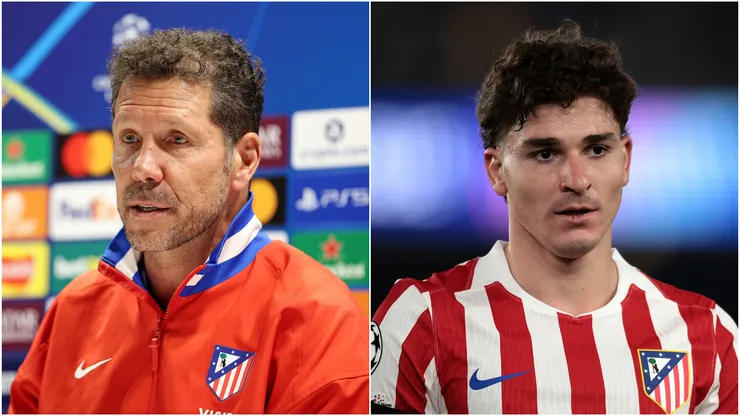 Diego Simeone and Julian Alvarez of Atletico Madrid.