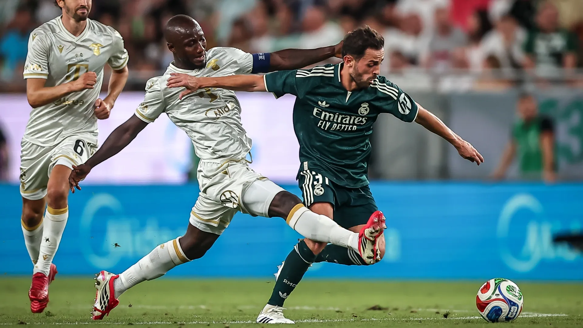 Bernardo Silva of Real Madrid controls the ball during the preseason friendly at Groupama Arena.
