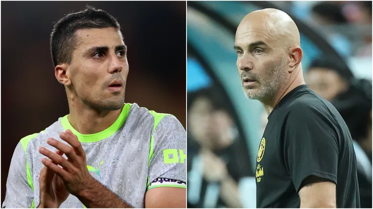 Rodri and Head coach Enzo Maresca of Manchester City.