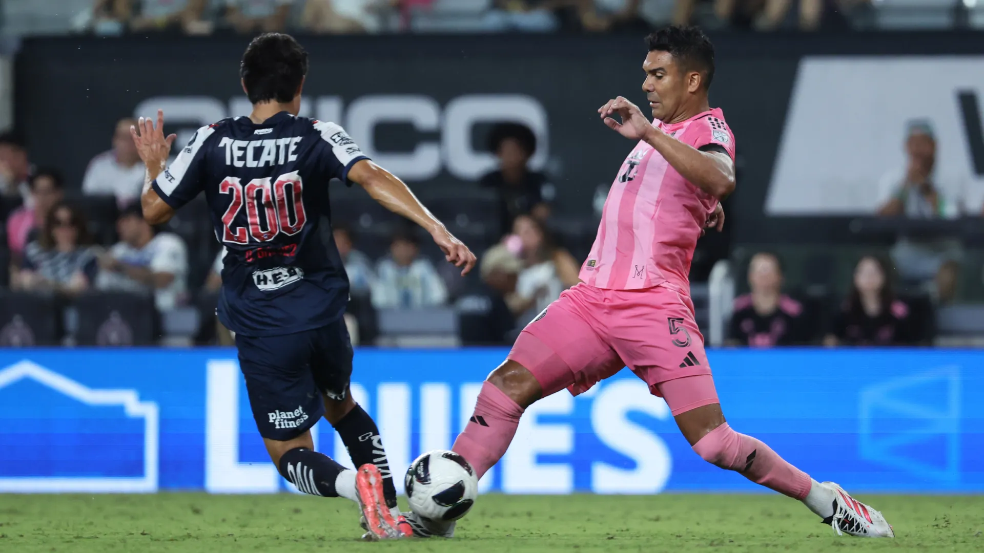 Omar Gálvez #200 of Monterrey and Casemiro #5 of Inter Miami CF. (Getty Images)