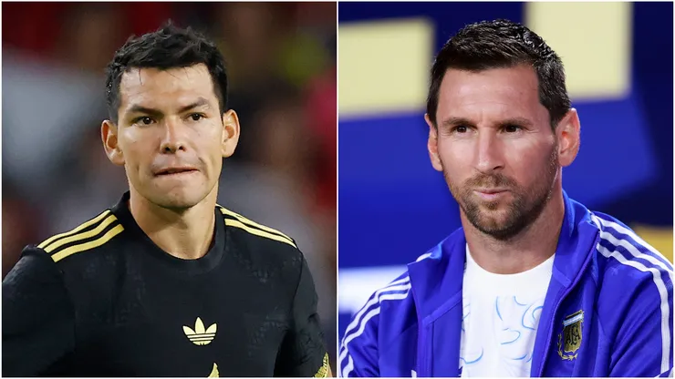 Hirving Lozano #22 of Mexico and Lionel Messi #10 of Argentina.