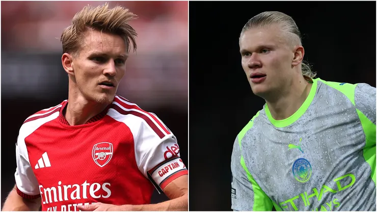 Martin Odegaard of Arsenal and Erling Haaland of Manchester City .