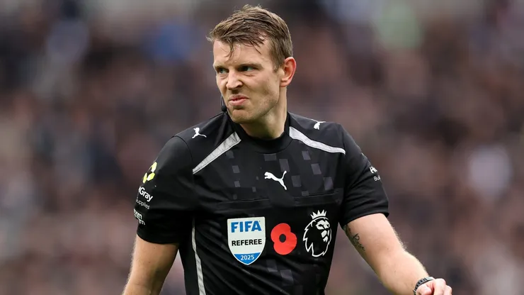 Referee Sam Barrott during a Premier League match.