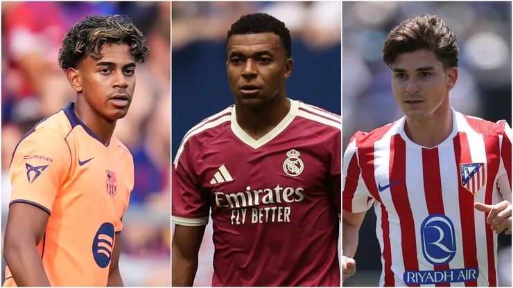 Lamine Yamal of FC Barcelona, Kylian Mbappe of Real Madrid, and Julian Alvarez of Atletico de Madrid.