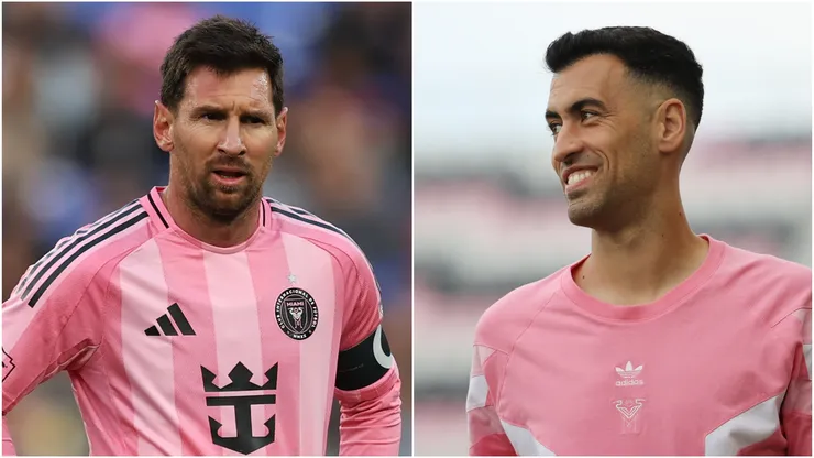 Lionel Messi and Sergio Busquets of Inter Miami CF.