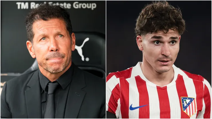 Diego Simeone and Julian Alvarez of Atletico Madrid.