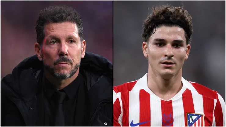 Diego Simeone and Julian Alvarez of Atletico Madrid.