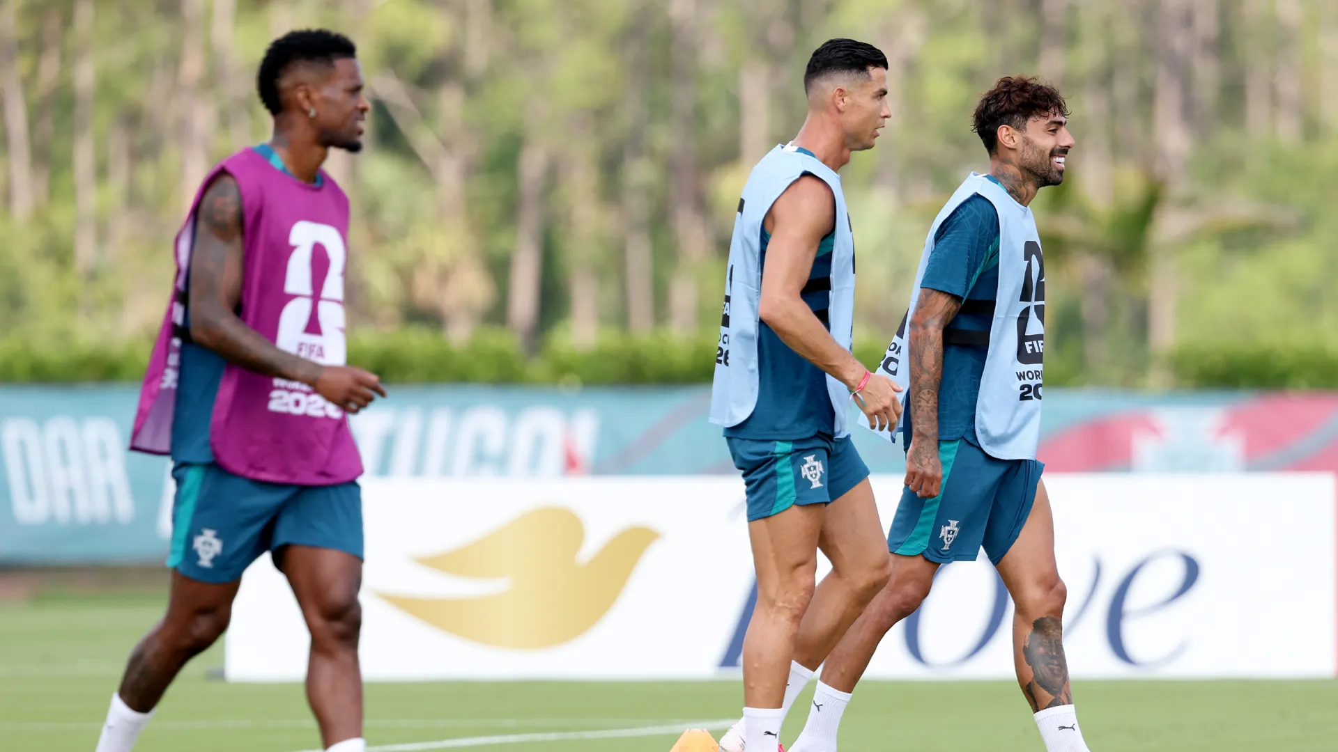 Nelson Semedo #2, Cristiano Ronaldo #7 and Samu Costa #24 of Portugal. (Getty Images)