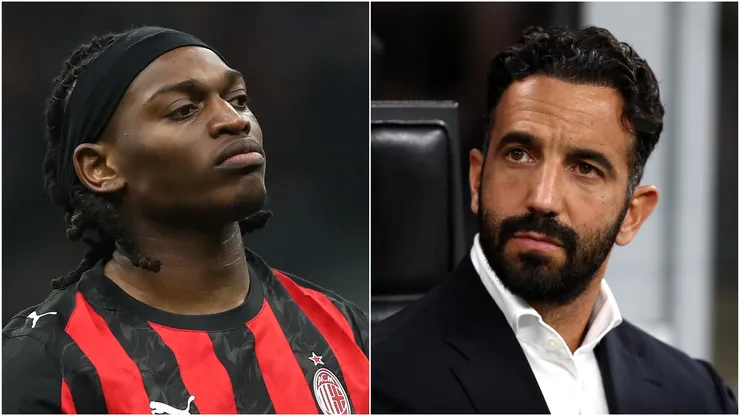 Rafael Leao and head coach Ruben Amorim of AC Milan.