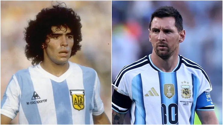 Diego Maradona and Lionel Messi of Argentina.