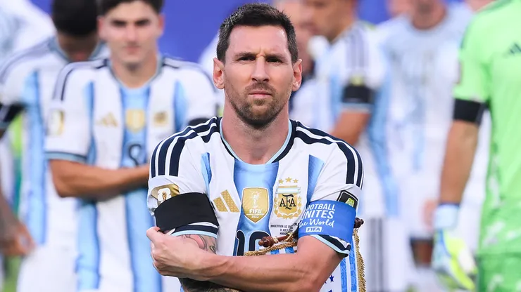 Lionel Messi #10 of Argentina looks on