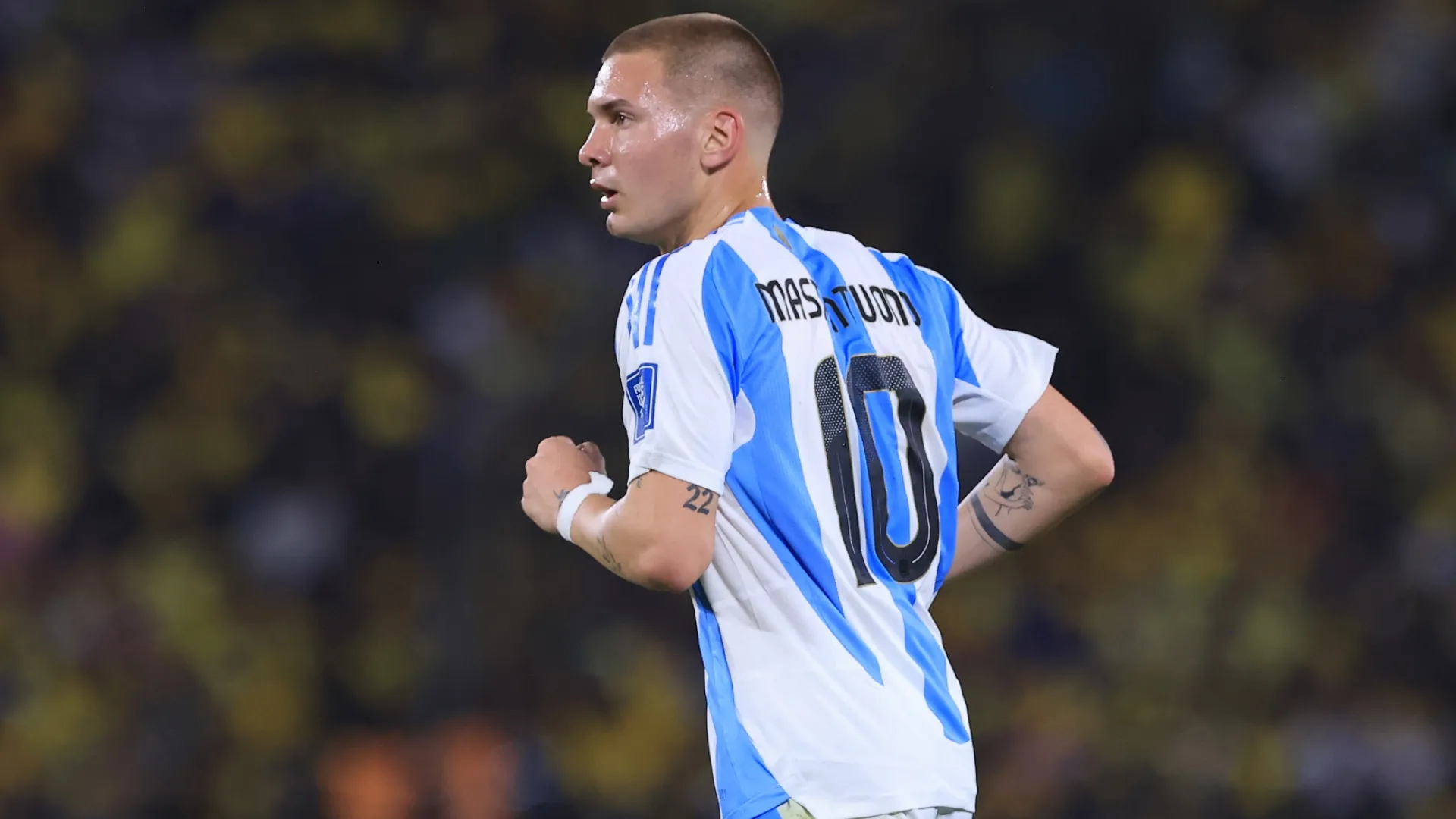 Franco Mastantuono of Argentina using the No. 10 jersey.