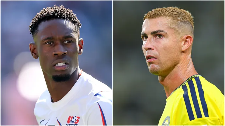 Folarin Balogun of the United States and Cristiano Ronaldo of Al Nassr.