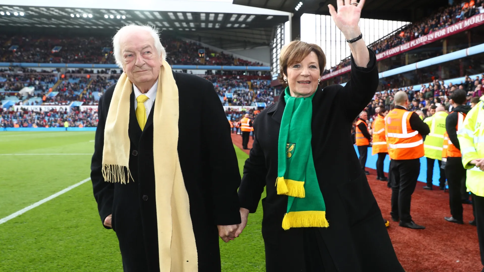 Delia Smith and husband Michael Wynn-Jones celebrate winning Sky Bet Championship back in 2019.