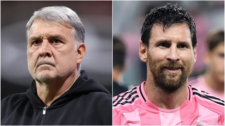 Gerardo Martino of Atlanta United and Lionel Messi of Inter Miami.